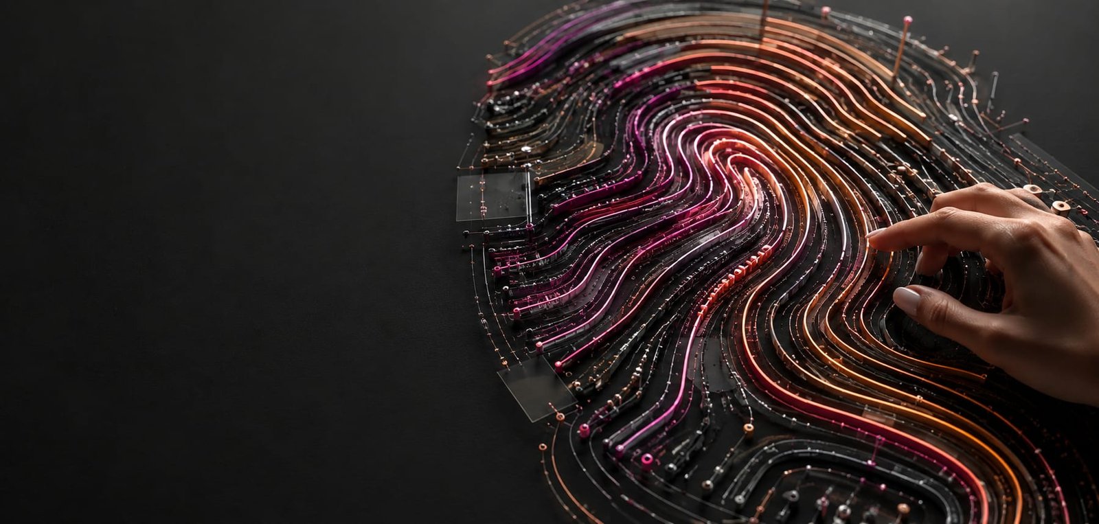 Abstract contour lines in the Fusion AI Marketing brand gradient